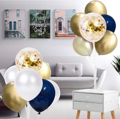 Metallic Gold White Pearl Balloons Baby Shower Wedding Birthday Party Navy Blue Gold Confetti Ballon Decor Kid