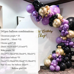 Purple Gold & Black Balloon Arch Kit