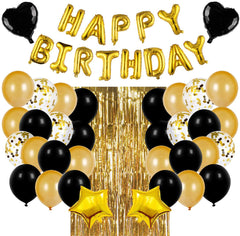 Luxury Black & Gold Happy Birthday Balloons