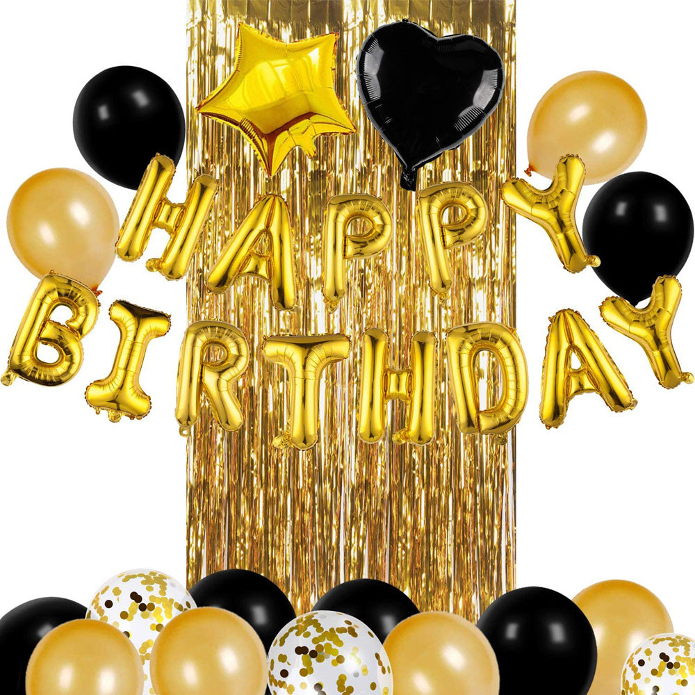 Luxury Black & Gold Happy Birthday Balloons