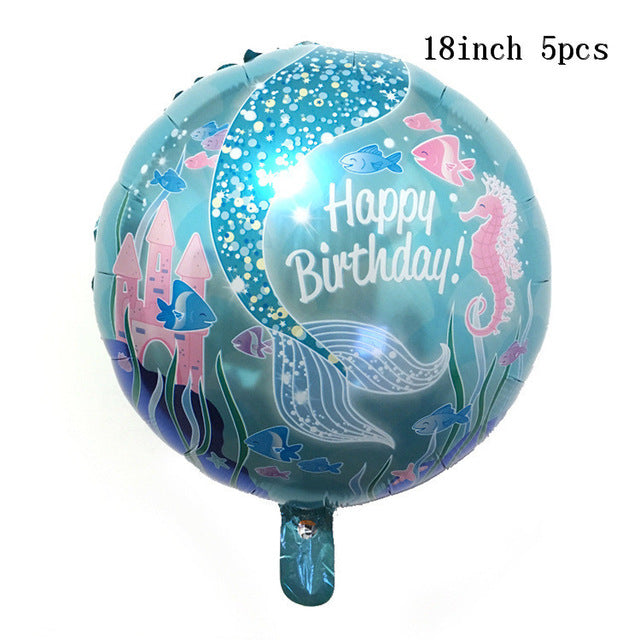 Mermaid Party Decorations Children'S Birthday Party Aluminum Film Balloon Pull Flag