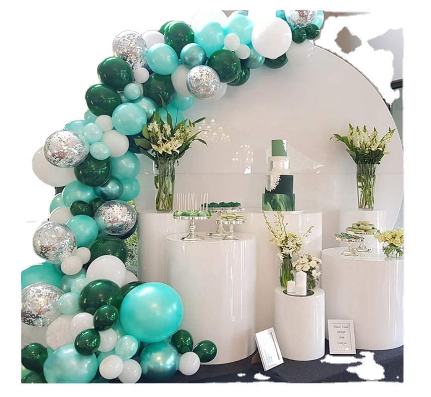 Blue, Green & Silver Balloon Arch Garland Kit