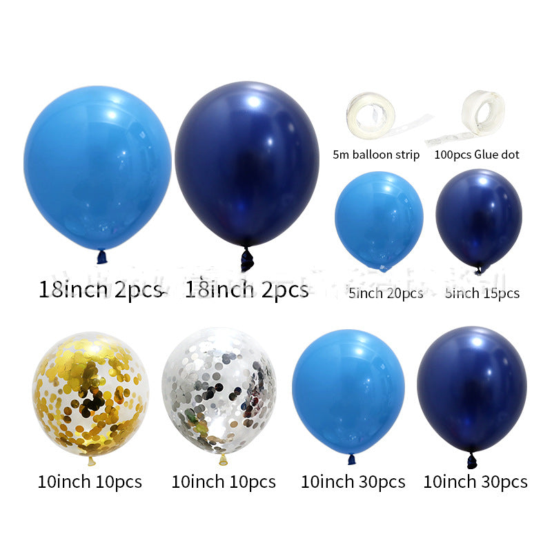 Blue, Navy, Silver & Gold Balloon Arch Kit