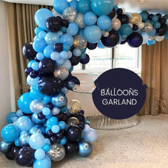 Blue, Navy, Silver & Gold Balloon Arch Kit