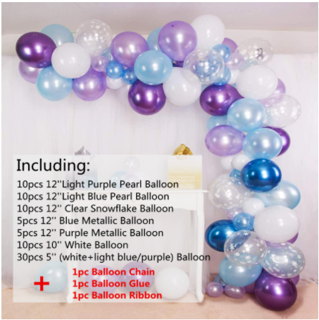 Purple, Blue & White 'FROZEN' Theme Balloon Arch Kit