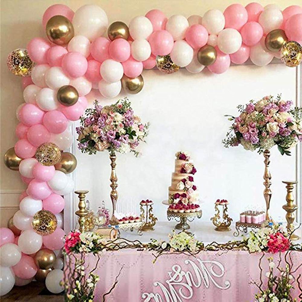 Pink, White & Gold Balloon Arch Garland Kit (127pcs)