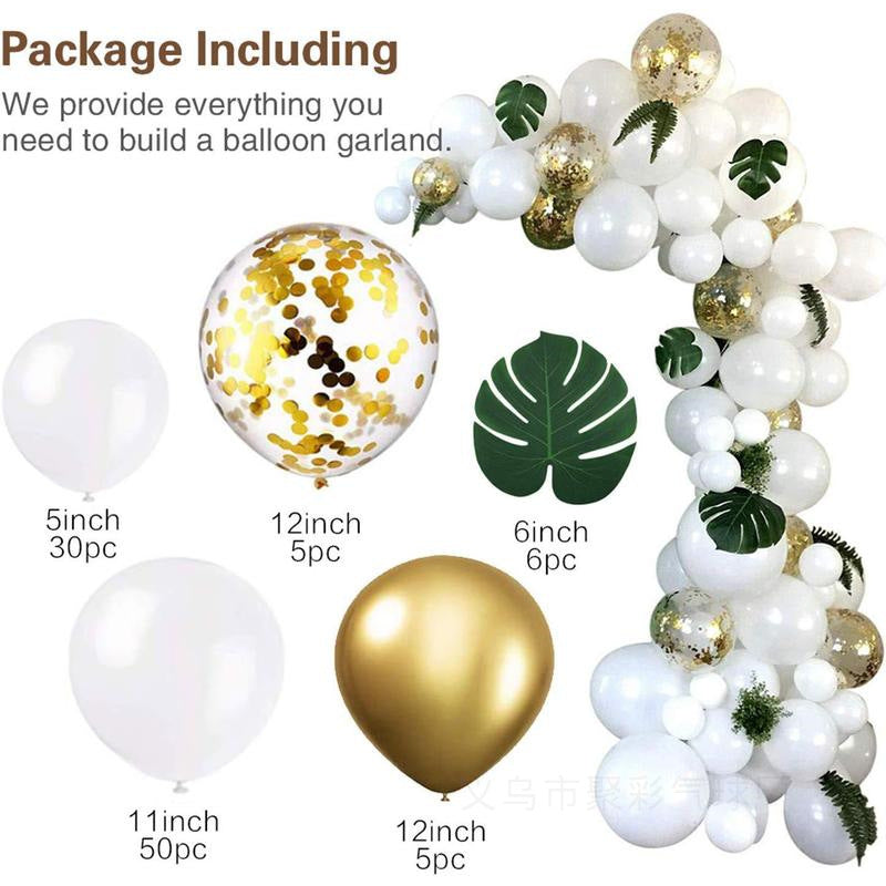 White Gold & Green Balloon Arch Kit