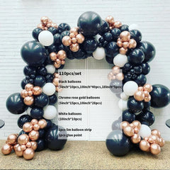 New 18 Inch Black Gold Latex Balloon Birthday Party Balloon Chain Set Decoration Balloon