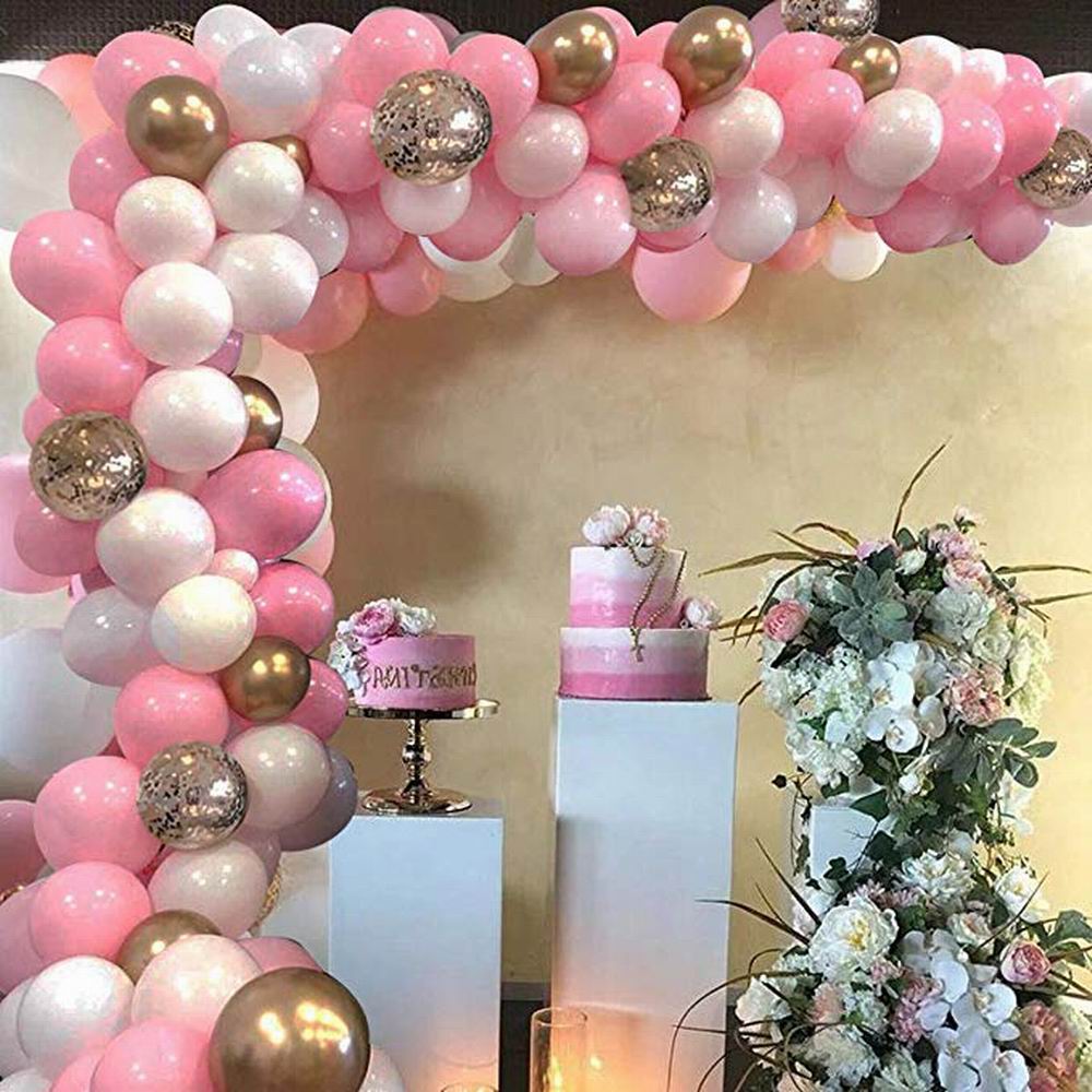 Pink, White & Gold Balloon Arch Garland Kit (127pcs)