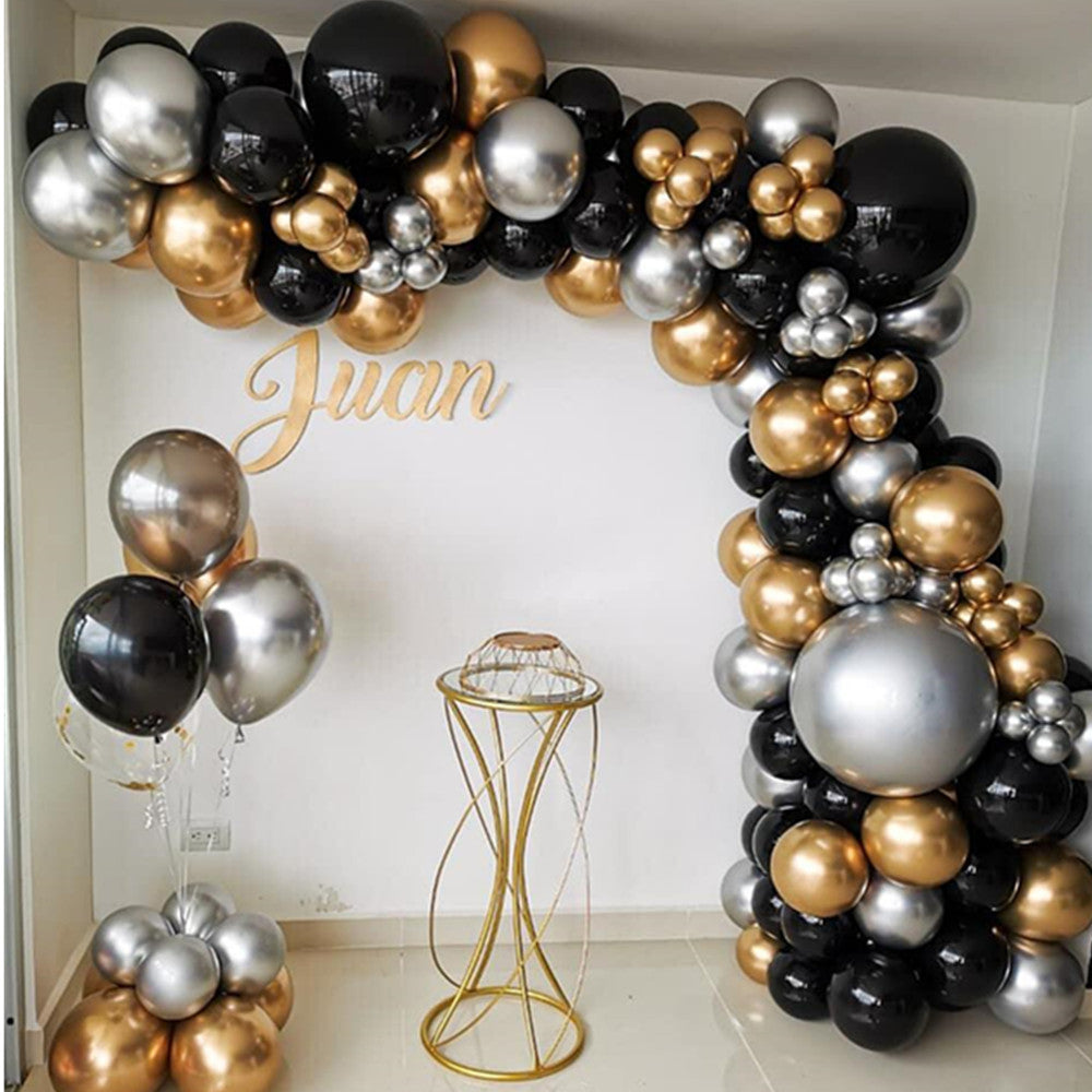 New 18 Inch Black Gold Latex Balloon Birthday Party Balloon Chain Set Decoration Balloon