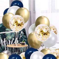 Metallic Gold White Pearl Balloons Baby Shower Wedding Birthday Party Navy Blue Gold Confetti Ballon Decor Kid