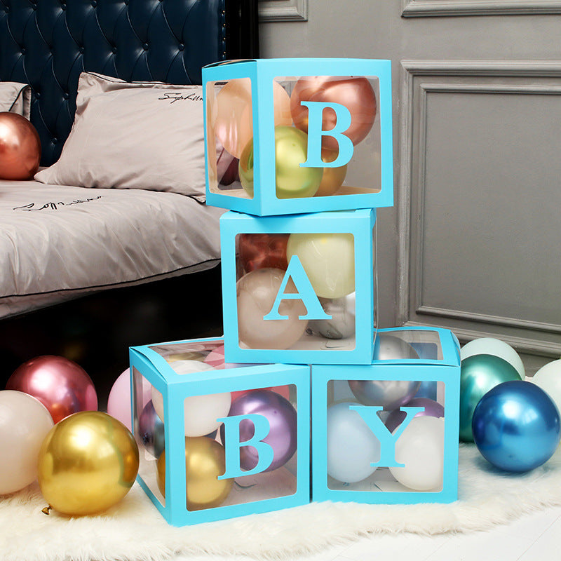 Transparent Balloon Box Birthday Scene Layout