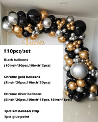 New 18 Inch Black Gold Latex Balloon Birthday Party Balloon Chain Set Decoration Balloon