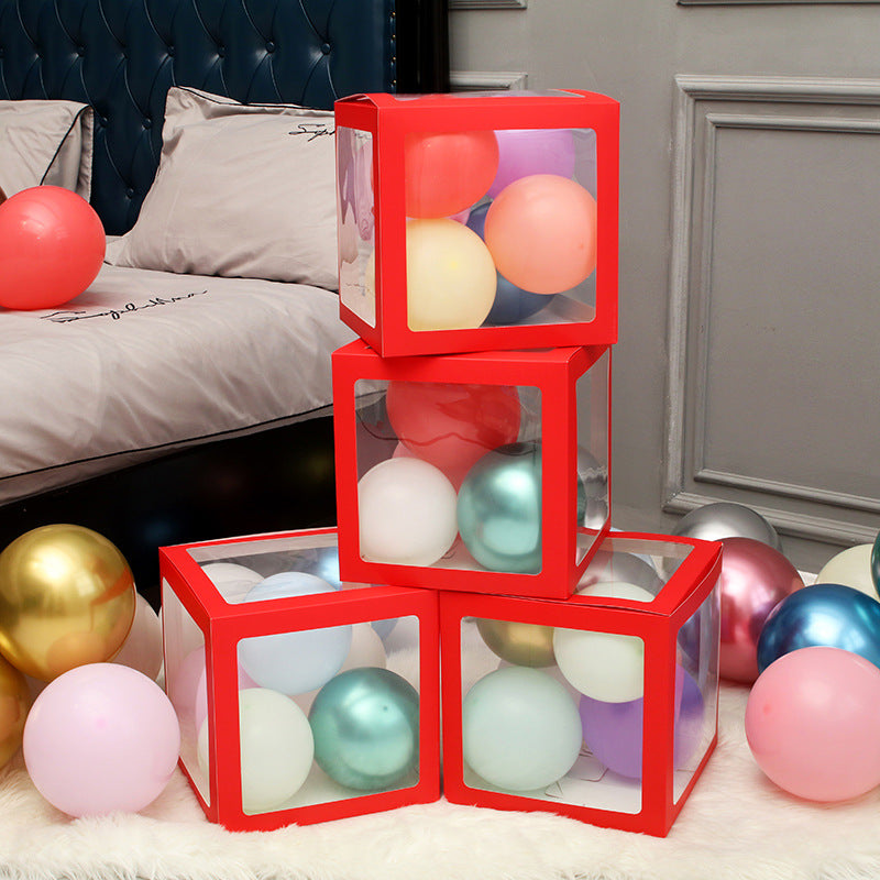 Transparent Balloon Box Birthday Scene Layout