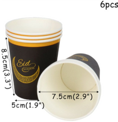 Black 'EID MUBARAK' Cups (6 pcs)