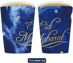 Blue 'EID MUBARAK' Cups (8 pcs)