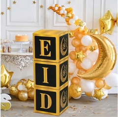 Black and gold 'EID' boxes