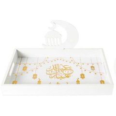 WHITE TRAY GOLD INSCRIPTED ARABIC WRITING